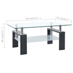 ZNTS Coffee Table Grey and Transparent 95x55x40 cm Tempered Glass 330305