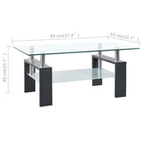 ZNTS Coffee Table Grey and Transparent 95x55x40 cm Tempered Glass 330305