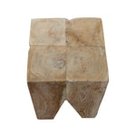 ZNTS Square Stool / Side Table Natural Grey Teak root LAW08A