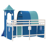 ZNTS Kids' Loft Bed with Tower without Mattress Blue 90x200 cm 3207103