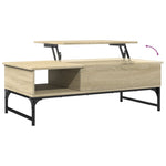 ZNTS Coffee Table Sonoma Oak 100x50x35 cm Engineered Wood and Metal 845392