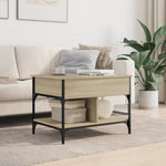 ZNTS Coffee Table Sonoma Oak 70x50x50 cm Engineered Wood and Metal 845362