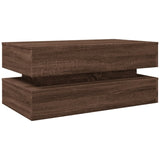 ZNTS Coffee Table with LED Lights Brown Oak 90x50x40 cm 839867