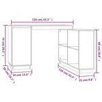 ZNTS Desk White 110x50x75 cm Solid Wood Pine 814505