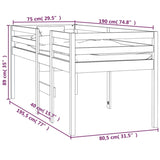 ZNTS High Sleeper Bed without Mattress 75x190 cm Small Single Solid Wood Pine 821619