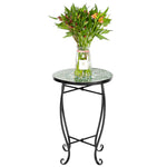 ZNTS Mosaic Round Terrace Bistro Table With Coloured Glass Green Flowers Mosaic 15824078