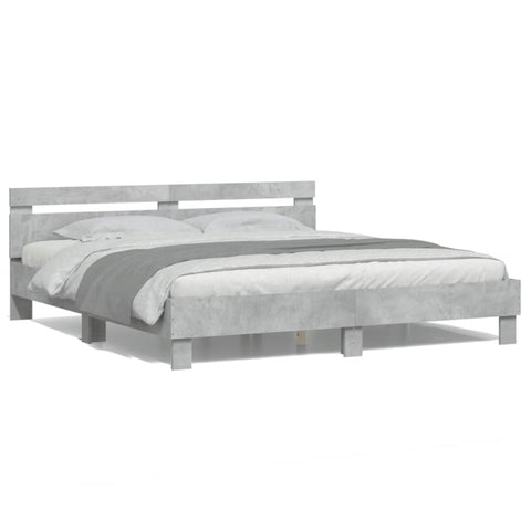 ZNTS Bed Frame with LED without Mattress Concrete Grey 200x200 cm 3207521