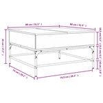 ZNTS Coffee Table Grey Sonoma 80x80x45 cm Engineered Wood and Metal 845404