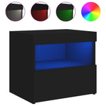 ZNTS Bedside Cabinets with LED Lights 2 pcs Black 50x40x45 cm 836766