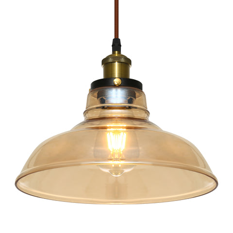 ZNTS Retro Vintage Gold Glass Ceiling Hanging Pendant Shade Chandelier Light w/ bulb 53788794