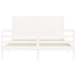 ZNTS Bed Frame without Mattress White King Size Solid Wood 3195032