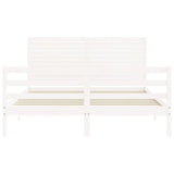 ZNTS Bed Frame without Mattress White King Size Solid Wood 3195032