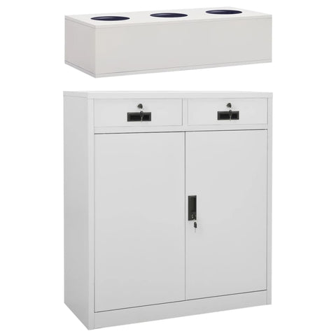 ZNTS Office Cabinet with Planter Box Light Grey 90x40x125 cm Steel 3095270