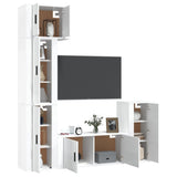 ZNTS 5 Piece TV Cabinet Set High Gloss White Engineered Wood 3188616