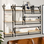 ZNTS 6 Piece Wall Shelf Set with Bars Sonoma Oak Engineered Wood 836269