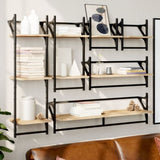 ZNTS 6 Piece Wall Shelf Set with Bars Sonoma Oak Engineered Wood 836269