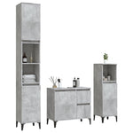 ZNTS 3 Piece Bathroom Cabinet Set Concrete Grey Engineered Wood 3185547
