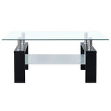 ZNTS Coffee Table Black and Transparent 95x55x40 cm Tempered Glass 330303