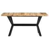 ZNTS Dining Table 140x70x75 cm Solid Rough Mango Wood 247437