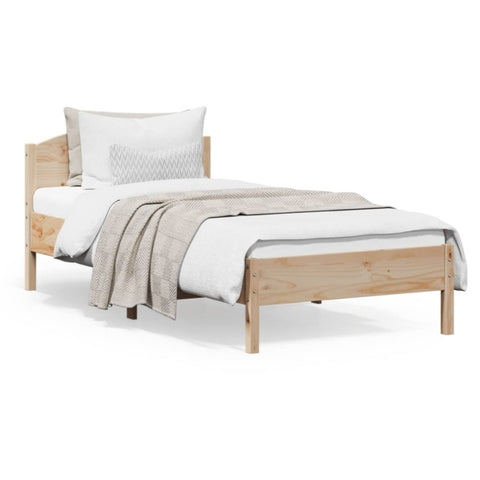 ZNTS Bed Frame with Headboard 100x200 cm Solid Wood Pine 842614