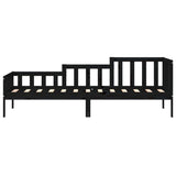 ZNTS Day Bed without Mattress Black 90x190 cm Single Solid Wood Pine 840375