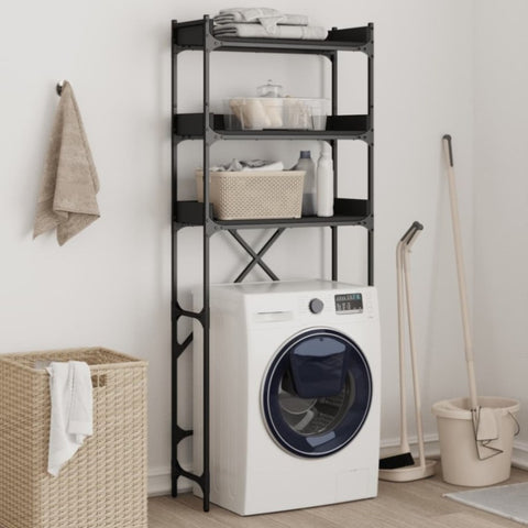 ZNTS Washing Machine Shelf Black 67x25x163 cm Engineered Wood 838978