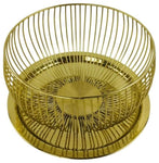 Set Of 3 Gold Bowls With Plate Tops S-KG0742
