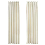 ZNTS Blackout Curtains 2 pcs with Hooks Velvet Cream 140x245 cm 134518