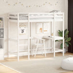 ZNTS Loft Bed without Mattress White 75x190 cm Small Single Solid Wood Pine 842863