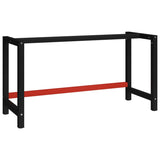 ZNTS Work Bench Frame Metal 150x57x79 cm Black and Red 147929