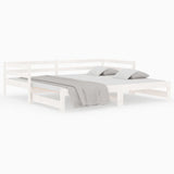 ZNTS Day Bed with Trundle without Mattress White 80x200 cm Solid Wood 840139