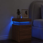 ZNTS Bedside Cabinet with LED Lights Brown Oak 35x39x55 cm 836761