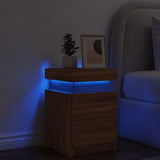 ZNTS Bedside Cabinet with LED Lights Brown Oak 35x39x55 cm 836761