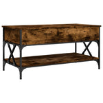 ZNTS Coffee Table Smoked Oak 100x50x50 cm Engineered Wood and Metal 845358