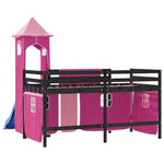 ZNTS Kids' Loft Bed with Tower without Mattress Pink 80x200 cm 3207071