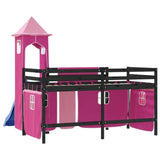 ZNTS Kids' Loft Bed with Tower without Mattress Pink 80x200 cm 3207071