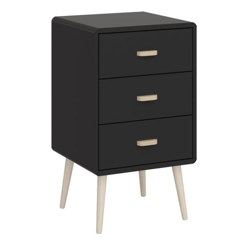 Mino Bedside Table 3 Drawers, Black Painted 1014090030070