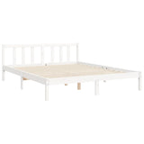 ZNTS Bed Frame without Mattress White King Size Solid Wood Pine 3192757