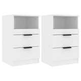 ZNTS Bedside Cabinets 2 pcs High Gloss White Engineered Wood 811245