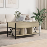 ZNTS Coffee Table Sonoma Oak 100x55x50 cm Engineered Wood and Metal 845337