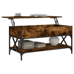 ZNTS Coffee Table Smoked Oak 100x50x50 cm Engineered Wood and Metal 845358