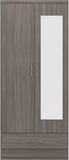 ZNTS Nevada Mirrored 2 Door 1 Drawer Wardrobe 100-101-131