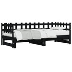 ZNTS Pull-out Day Bed without Mattress Black 2x cm Solid Wood 840393