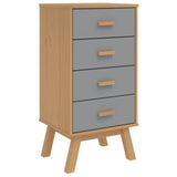 ZNTS Bedside Cabinet OLDEN Grey and Brown Solid Wood Pine 358586