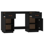 ZNTS Desk with Cabinets Black 135x50x75 cm Solid Wood Pine 3107848