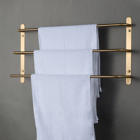 ZNTS THREE Stagger Layers Towel Rack Luxury Brushed Gold 304 Stainless Steel Towel Bars Bathroom 49376625