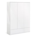 Naia Wardrobe with 3 doors + 2 drawers in White High Gloss 70275145UU