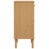 ZNTS Bedside Cabinet SENJA Rattan Look Brown 40x35x80 cm Solid Wood Pine 358016