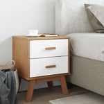 ZNTS Bedside Cabinet OLDEN White and Brown Solid Wood Pine 358584