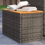 ZNTS Garden Side Tables 2pcs Grey 55x34x37cm Poly Rattan Solid Wood 366131